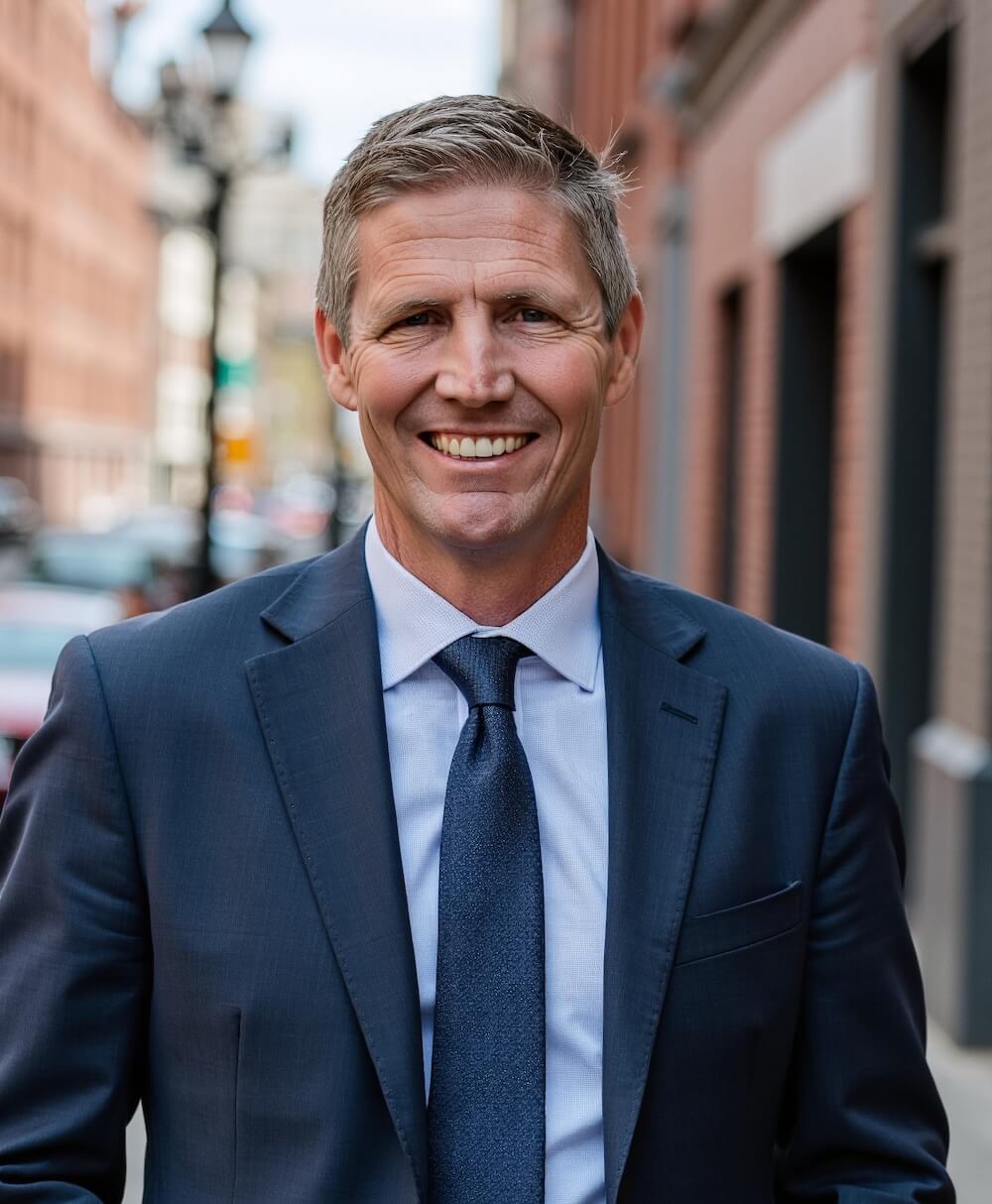 Greg Parham in a suit and tie